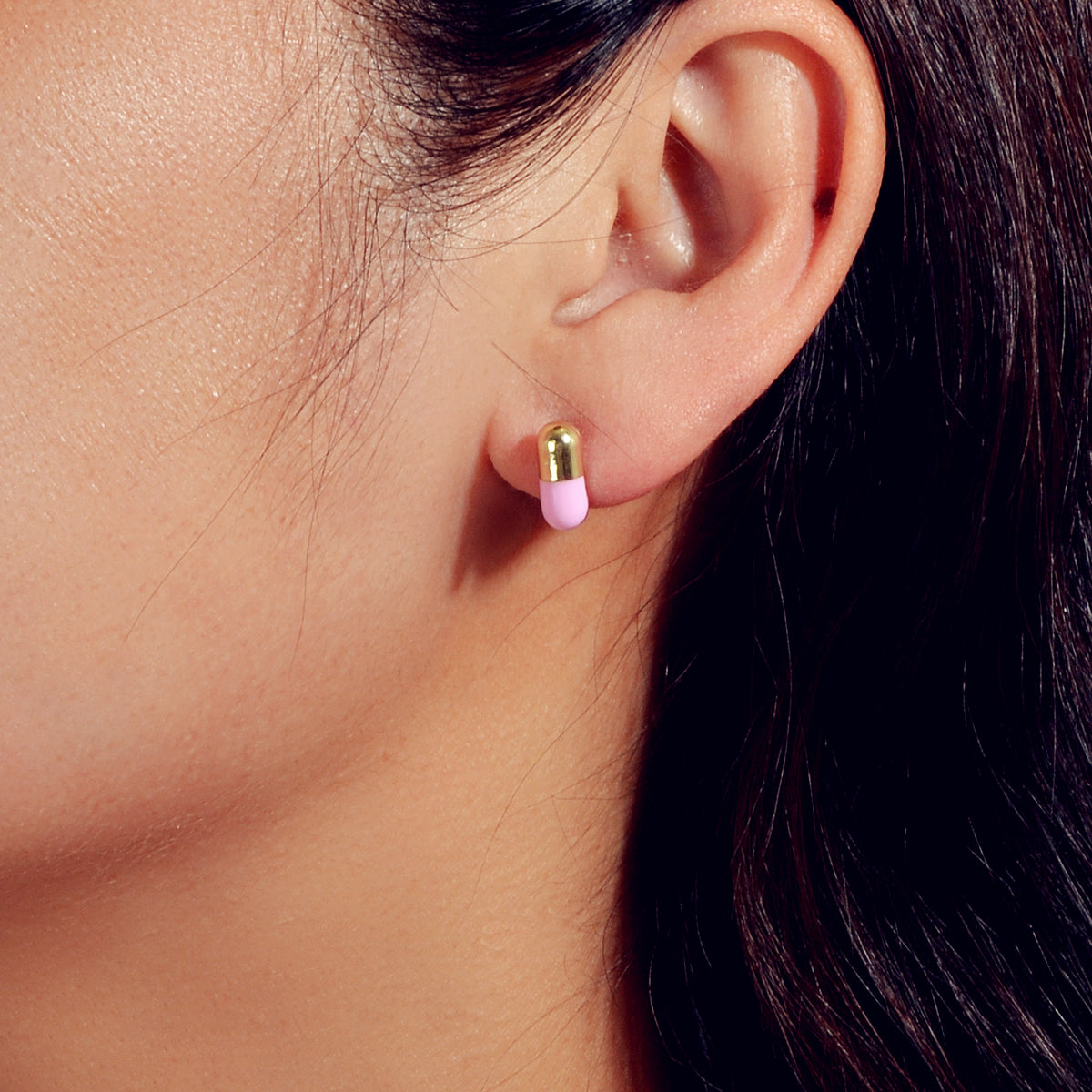 Asymmetric Orange Pill Pink Enamel Capsule Stud Earrings Dainty Women Girls Gift-4