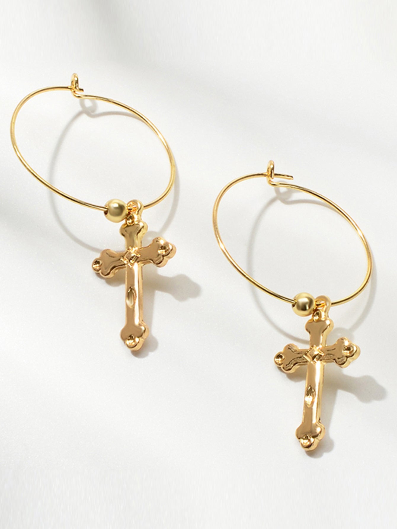 Steampunk Cross Charm Circle Hoop Earrings Goth Hip Hop Party Decoration Jewelry-4