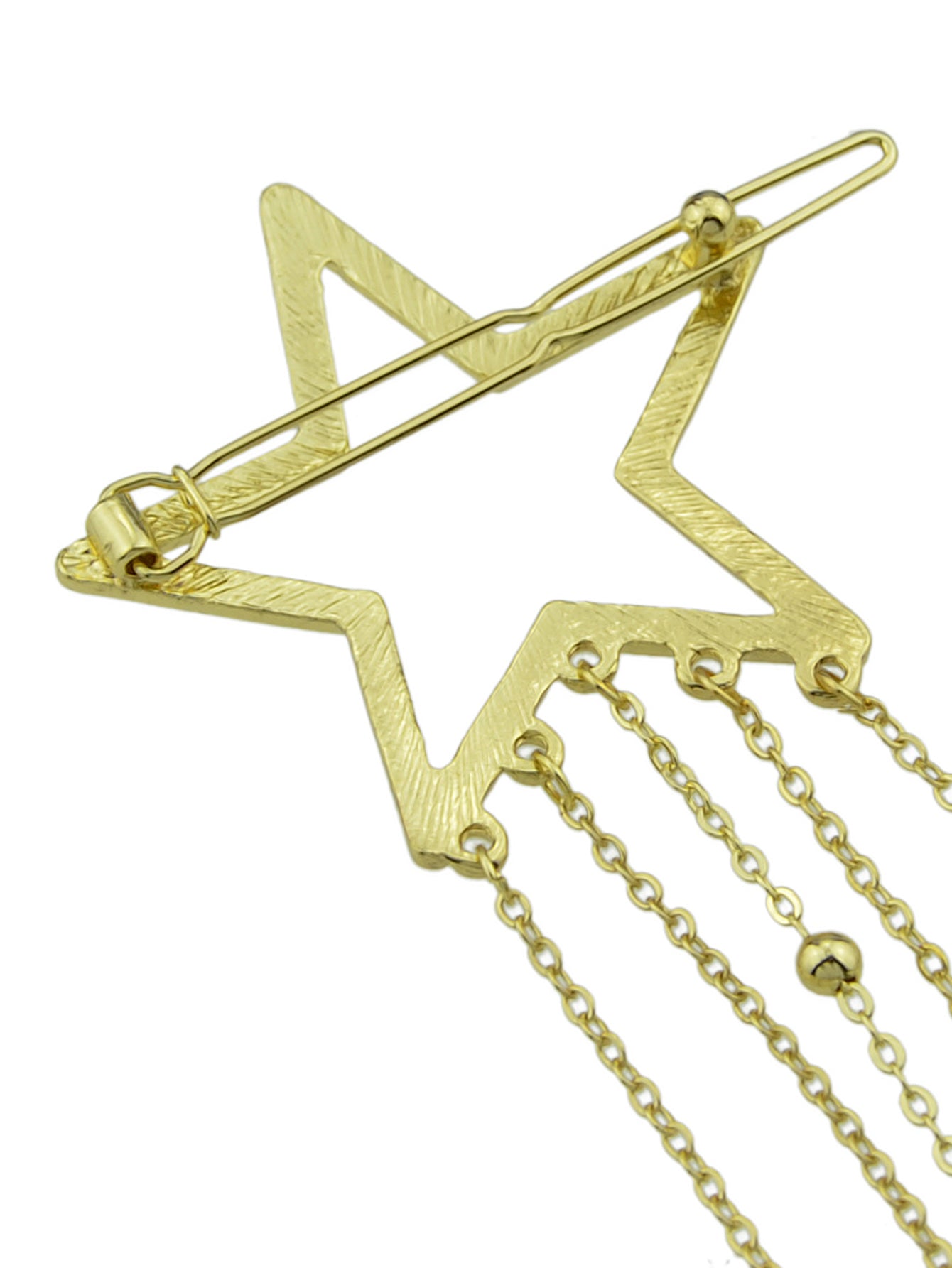 Gold Star Long Chain Tassel Hairgrips Wedding Party Hair Clips Hair Barrettes-4