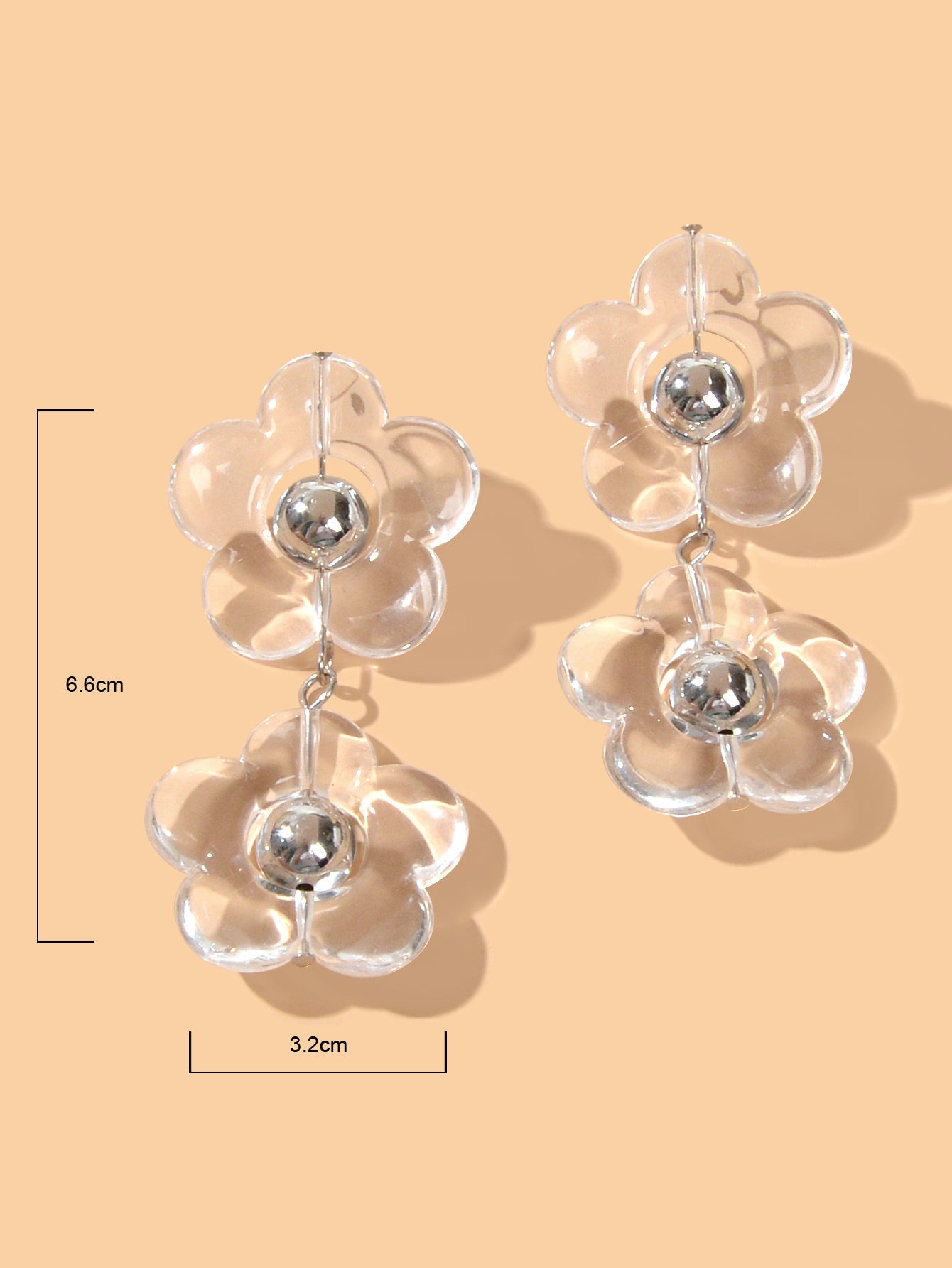 Transparent Flower Chunky Resin Acrylic Big Statement Pierced Earrings for Party-4