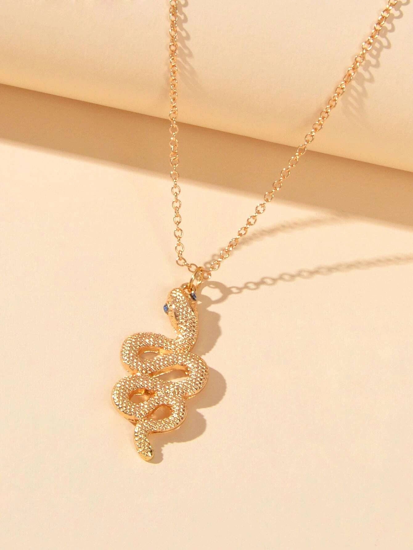 AU Post Punk Jewelry Gold Chain Snake Pendant Necklace Fashion Women Accessories-4