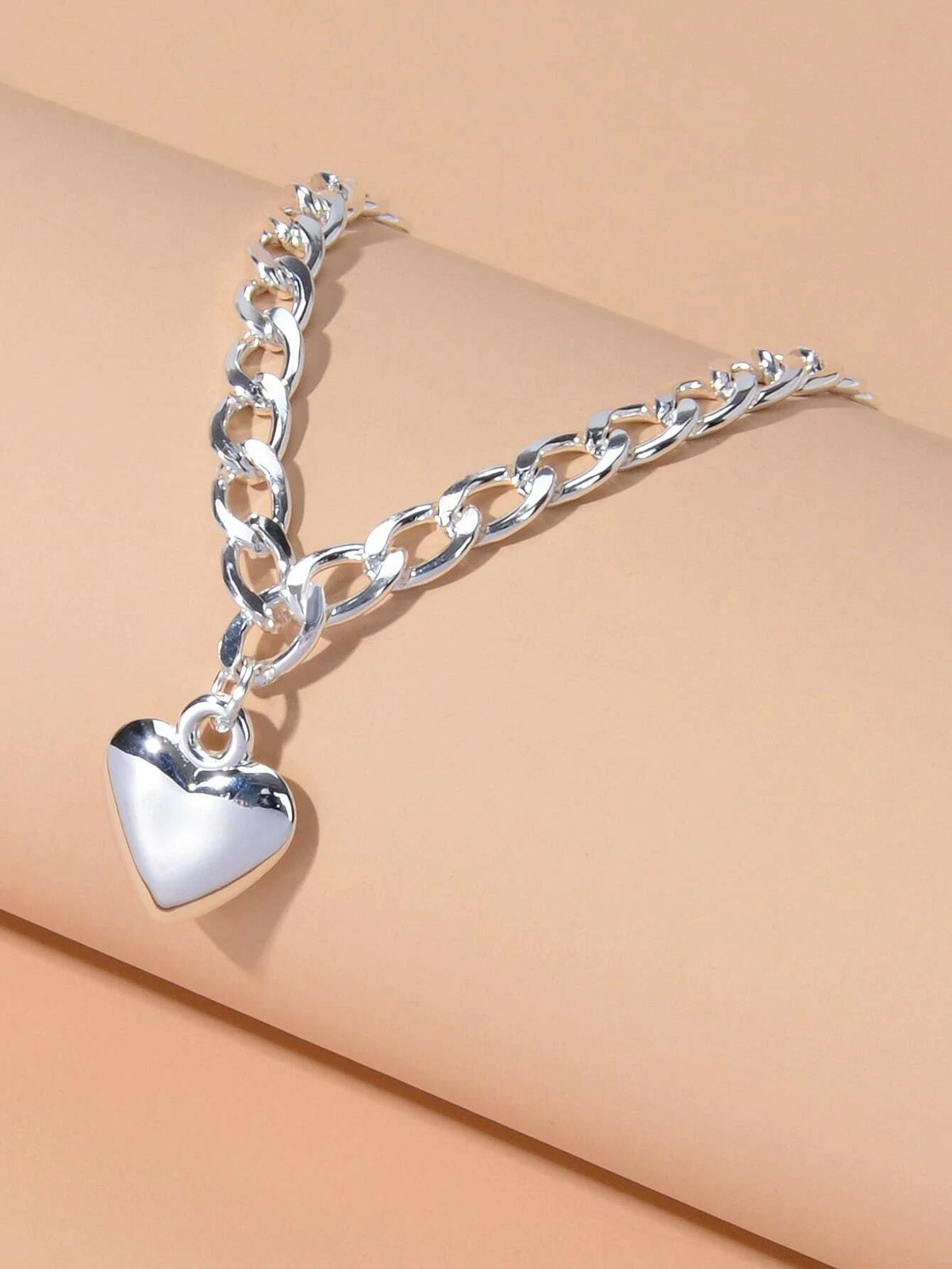 Fashion Gold Silver Chain Love Heart Charm Necklace Women Minimalist Accessories-4