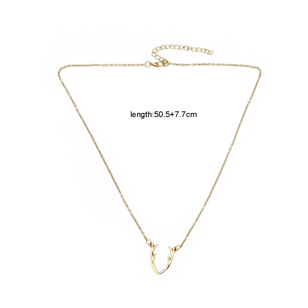 Minimalist Gold Chain Antlers Pendant Necklace Personality Creative Jewellery-2