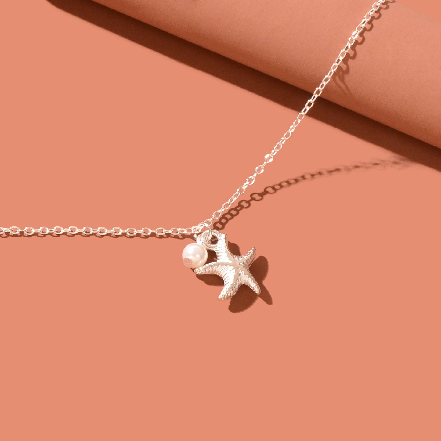 Foot Jewelry Starfish Imitation Pearl Charm Silvery Chain Anklet Beach Accessories-4