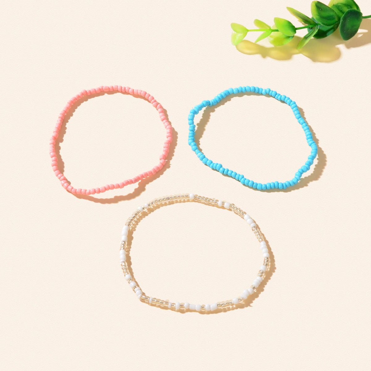 3pcs Bohemian Handmade Colorful Seed Beads Layered Anklets Holiday Beach Jewelry-4