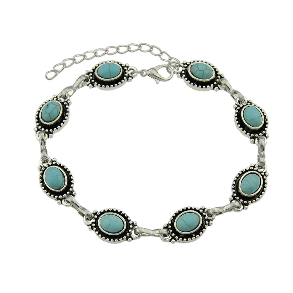 Vintage Boho Chic Tribal Ethnic Antique Silver Turquoise Anklet Foot Jewellery-4