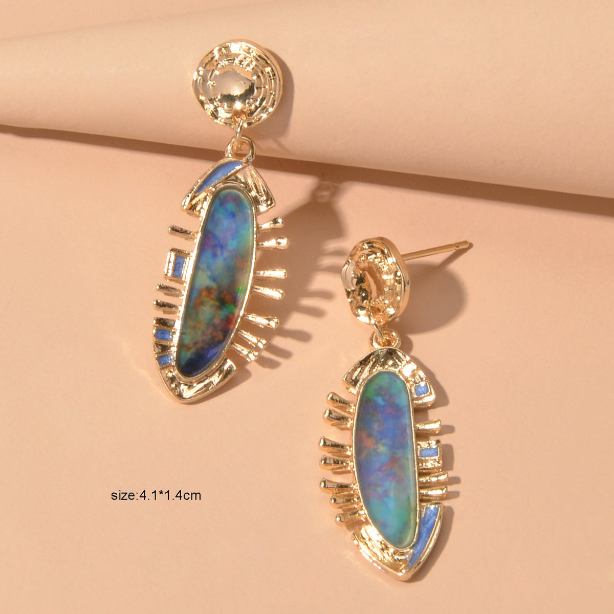 Fashion Retro Jewelry Multicolor Resin Decor Irregular Geometric Drop Earrings-4