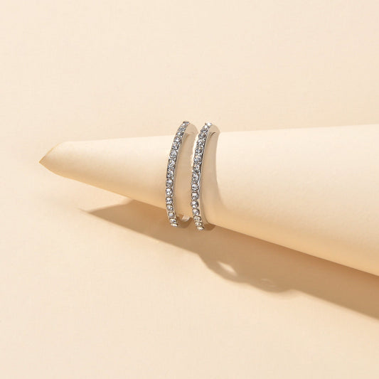 Luxurious Bridal Jewellery Band Women Full Rhinestone Decor Silver Wedding Ring-1