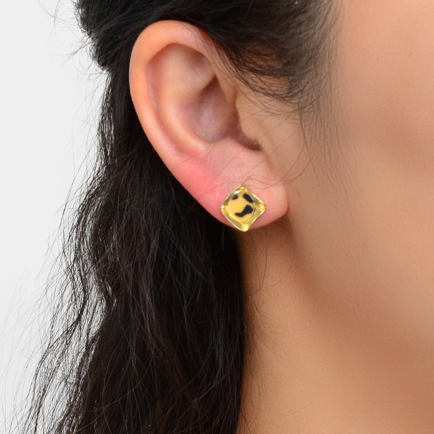 Retro Women Party Decoration Leopard Print Square Stud Hypoallergenic Earrings-4