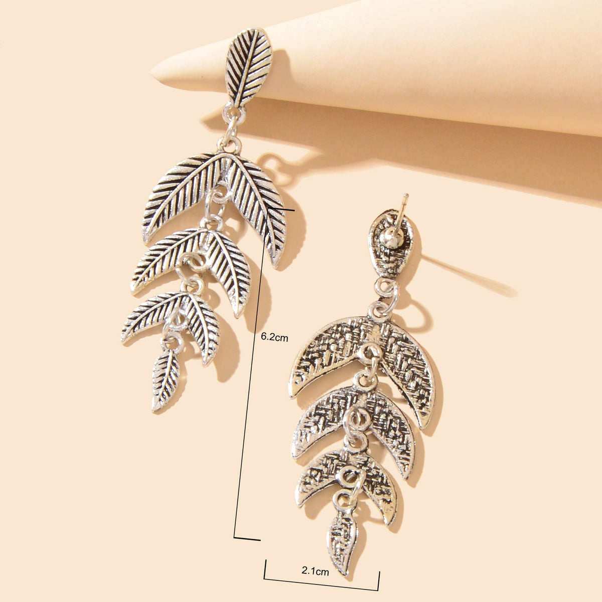 Vintage Accessories Antique Silvery Leaf Dangle Earrings for Women Daily Holiday Jewelry-4
