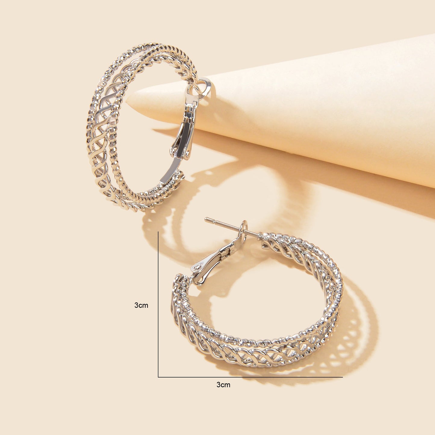 Silvery Hollow Metal Hoop Earrings Party Decoration for Women Trendy Jewelry-4