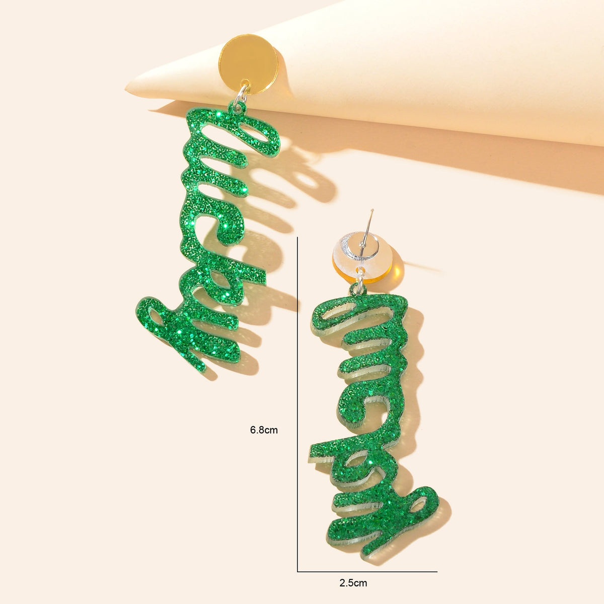 Fashion Acrylic Green Letter Drop Earrings for Women Festival Party Jewelry-4