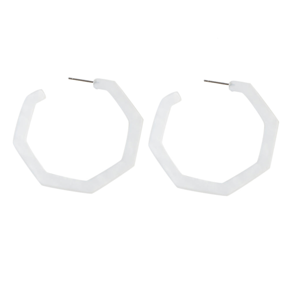 White Acrylic Geometric Hoop Earrings Stunning Jewellery Teen Party Accessories-4