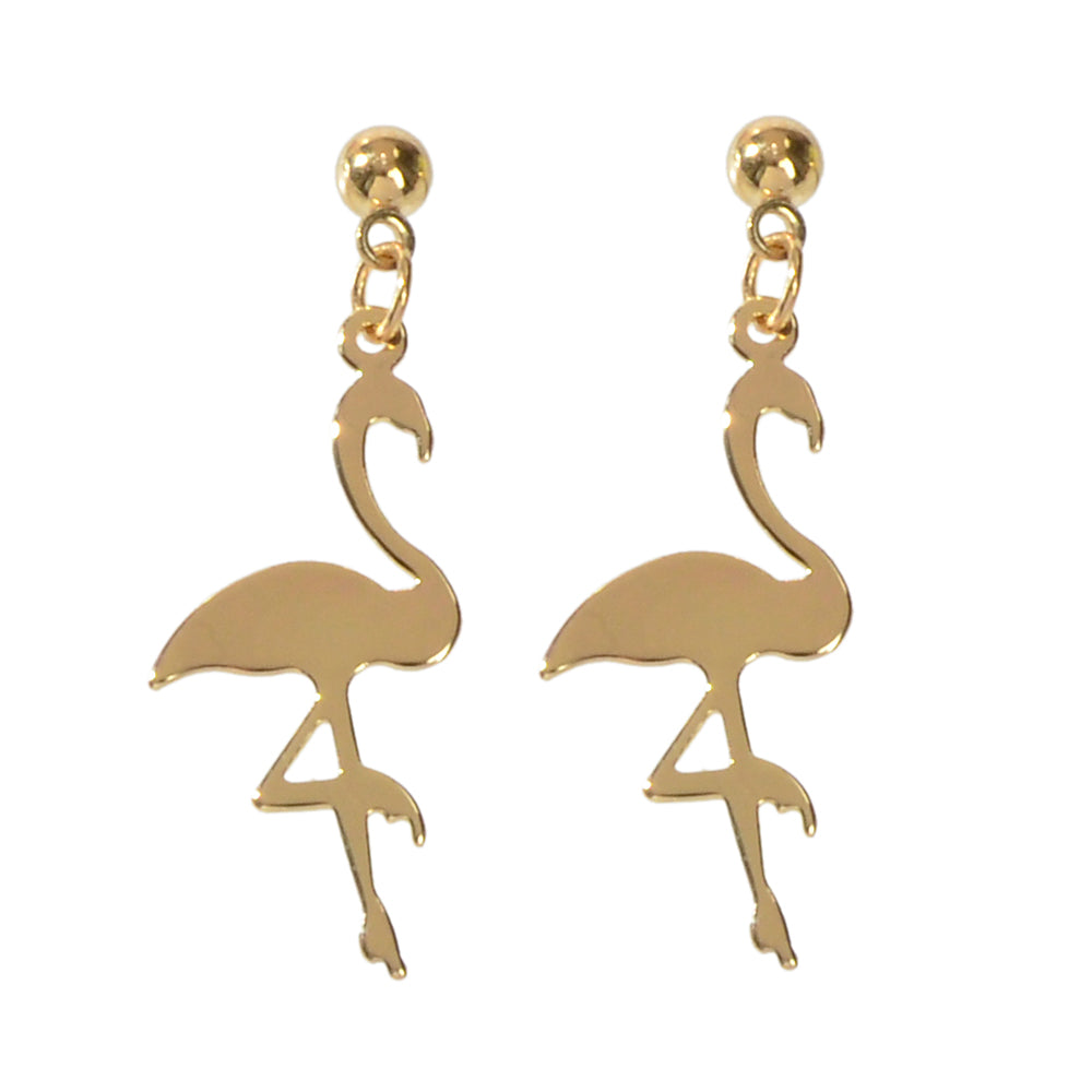 Funny Metal Minimalist Flamingo Dangle Lightweight Designer Jewellery Earrings-4