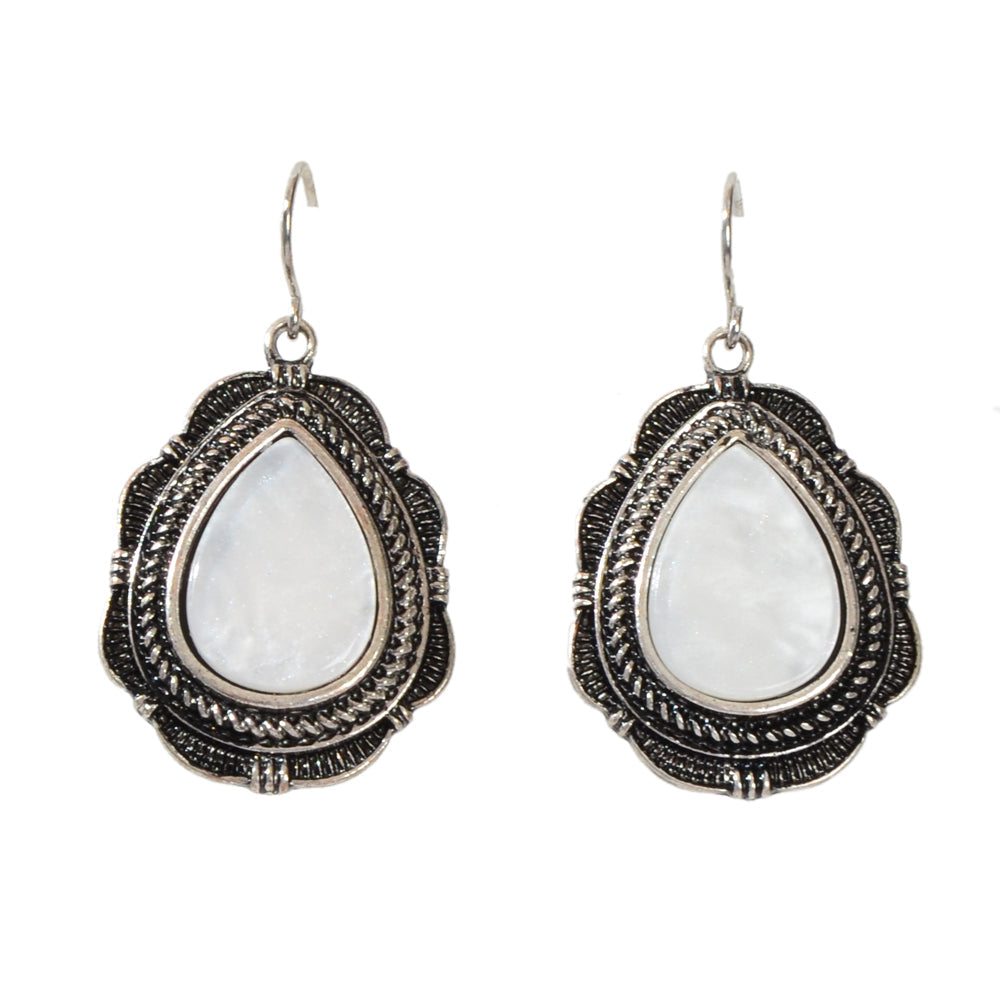 Tribal Ethnic Antique Silver Opal Water Drop Earrings Vintage Accessories Gift-4