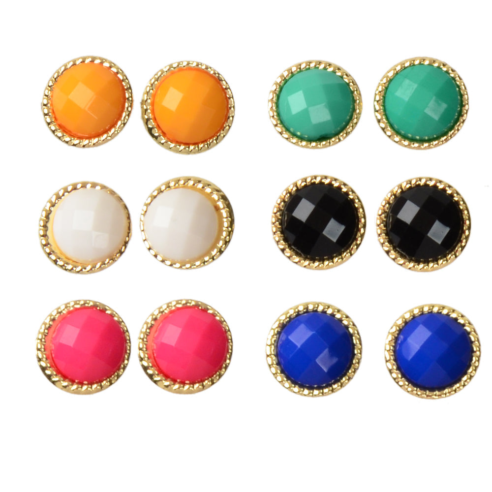 6 pairs Colourful Round Beads Small Stud Earrings Funny Gifts for Best Friends-4