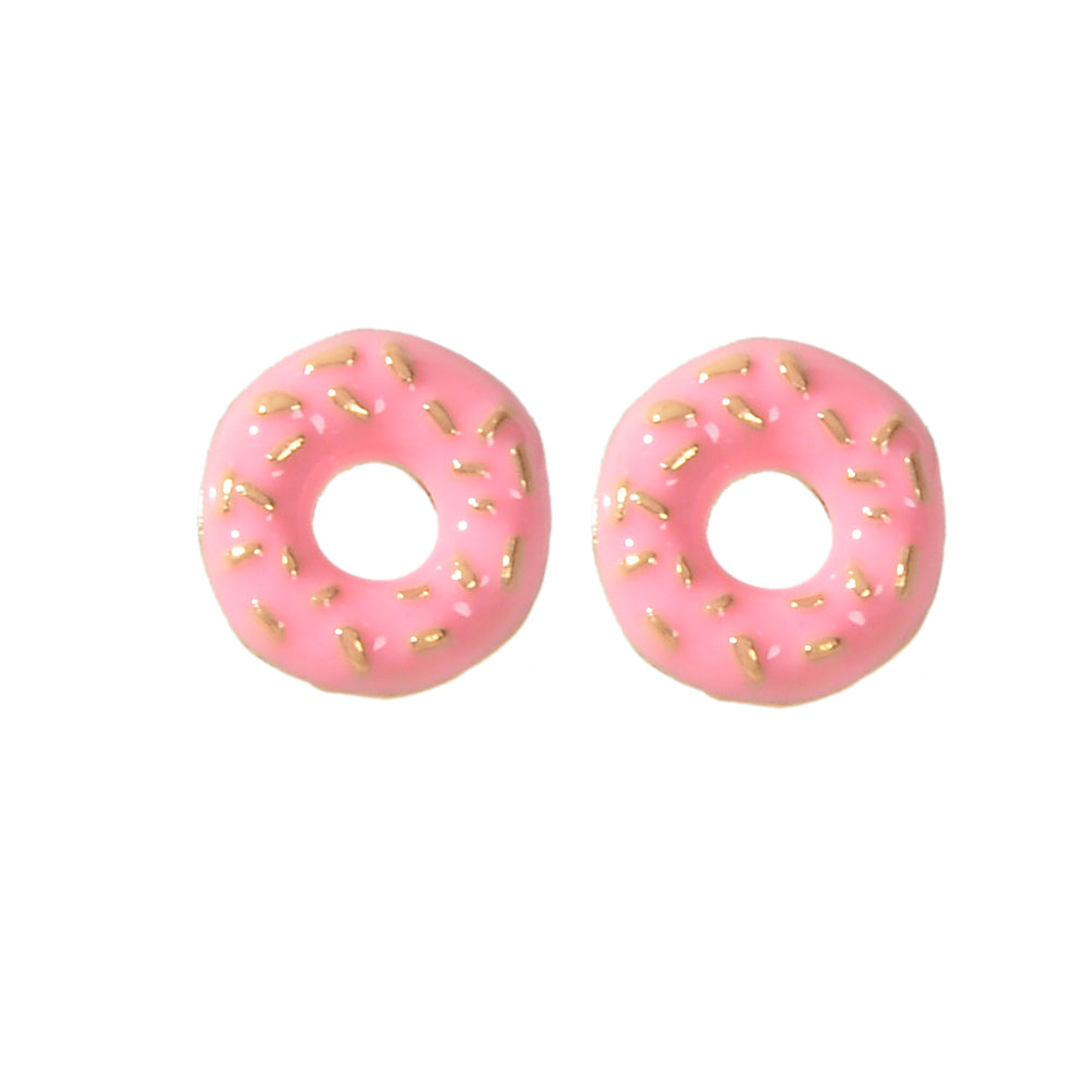 Lovely Pink Enamel Donuts Cute Stud Lightweight Earrings Dainty Women Girl Gift-4