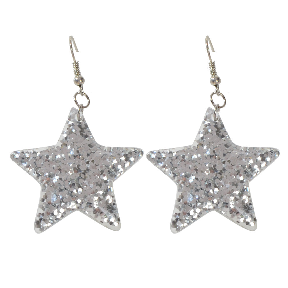 Silver Sequins Shinny Glitter Star Drop Earrings Wholesale Price Accessories-4