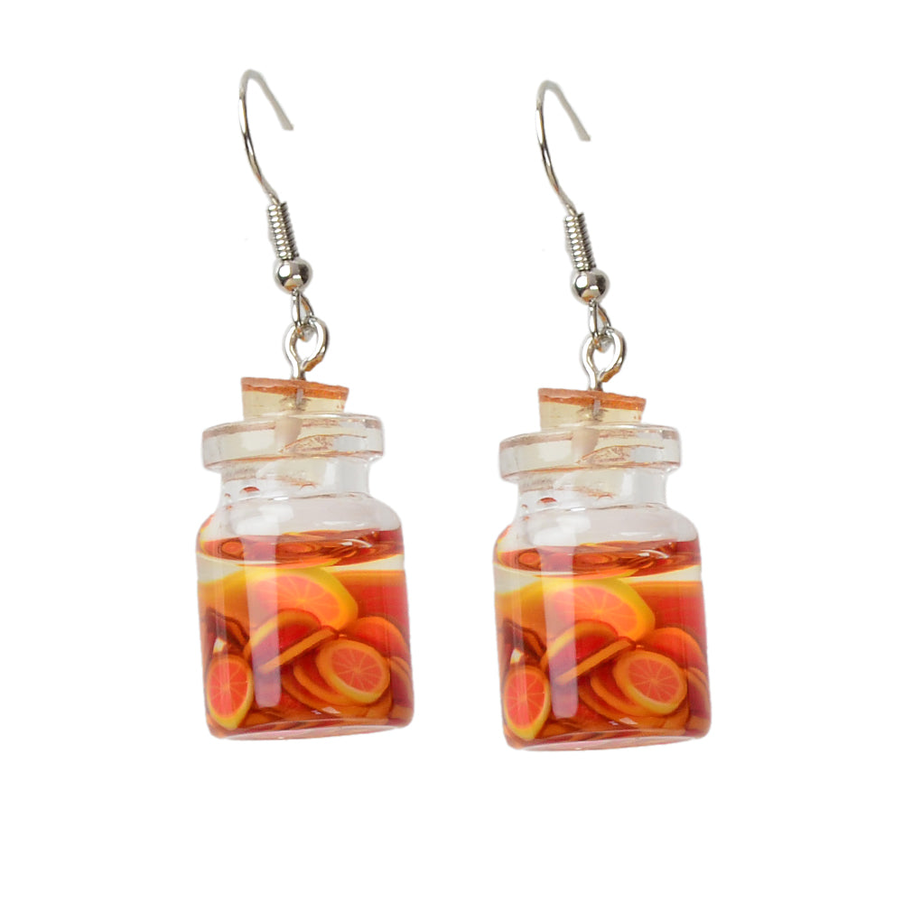 Cute Funny Transparent Trendy Resin Grapefruit Bottle Dangle Gift Women Earrings-3