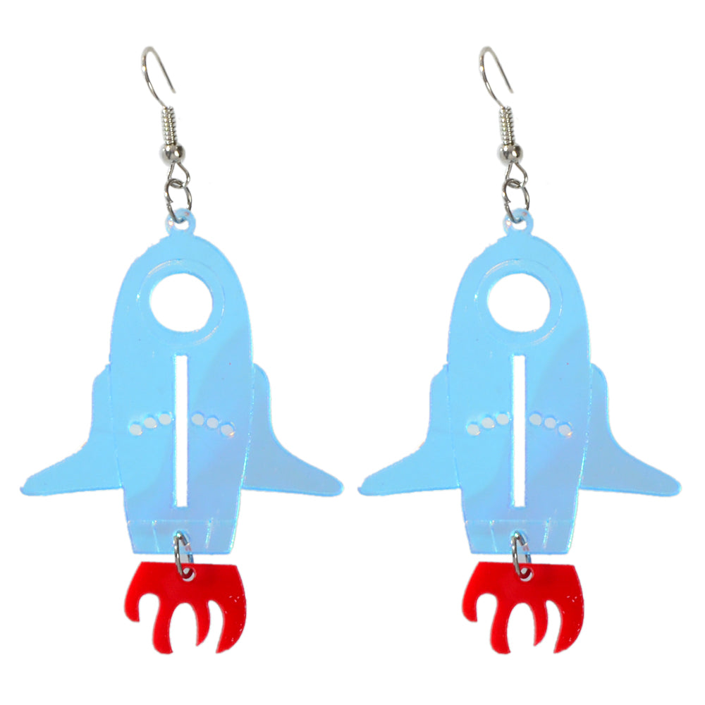 Designer Jewellery Multi-color Transparent Acrylic Rocket Dangle Trendy Earrings-3