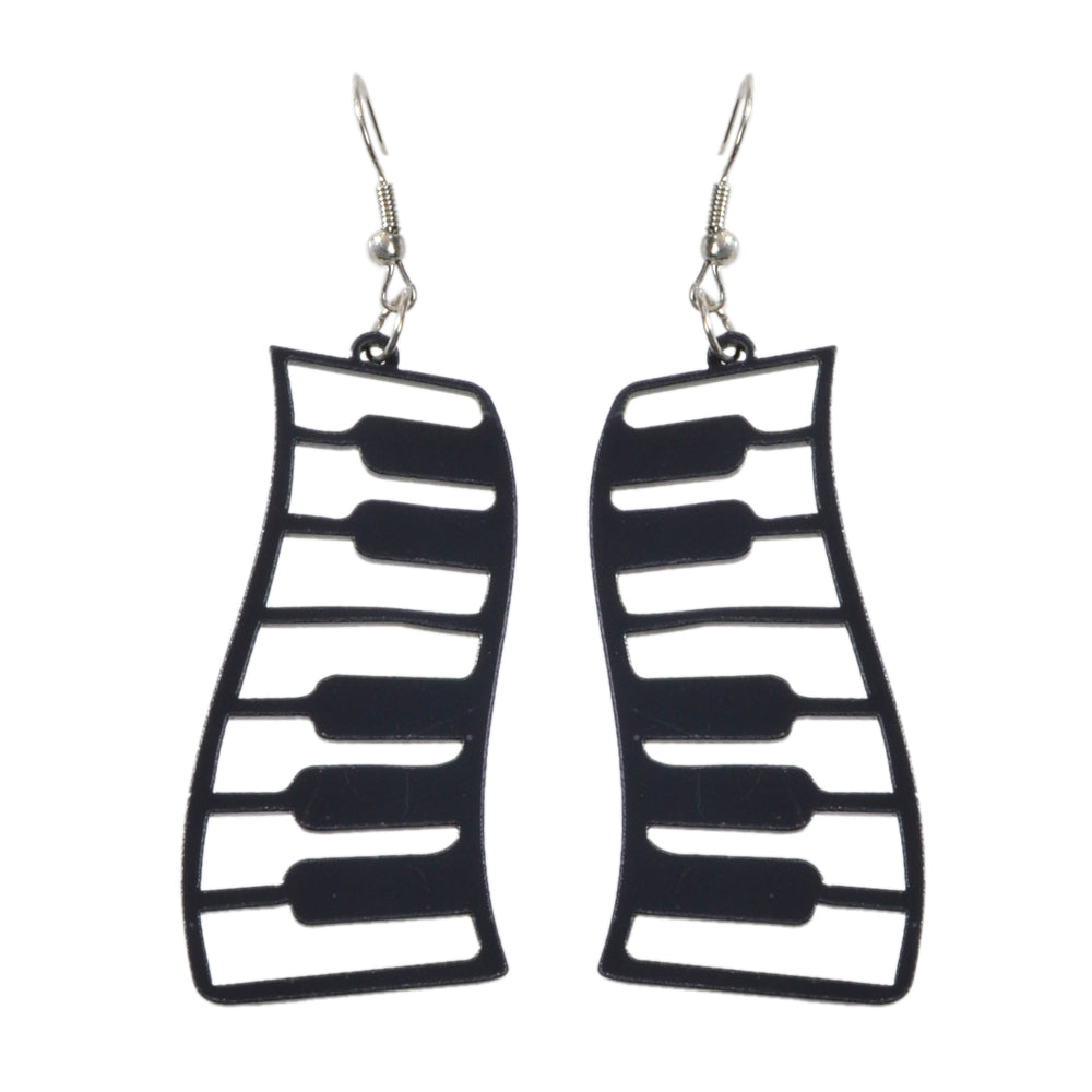 Designer Jewellery Black Resin Piano Keyboard Drop Dangle Statement Earrings-4