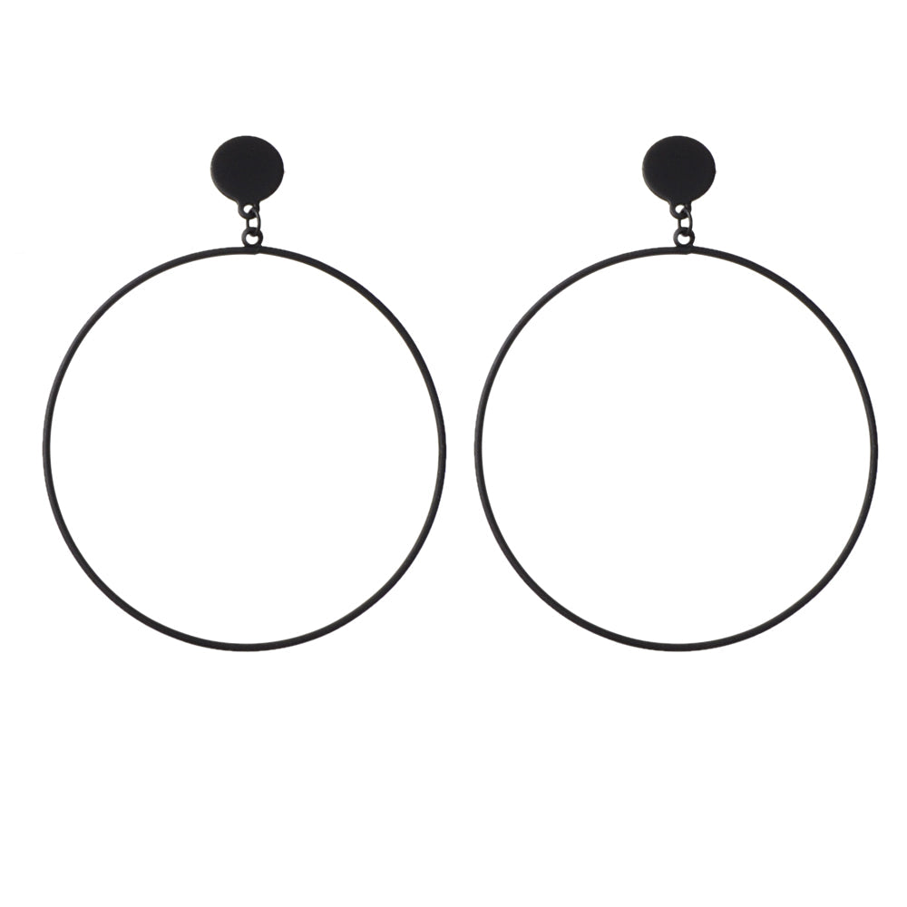 Punk Jewellery Black Minimalist Big Circle Drop Dangle Earrings Accessories Gift-4
