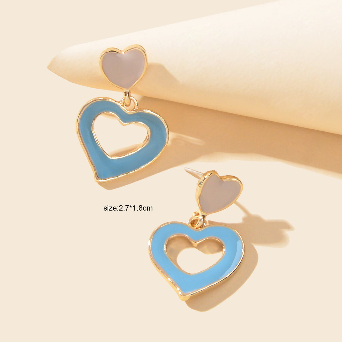 Female Jewellery Blue Enamel Love Heart Drop Earrings Party Decoration for Women-3