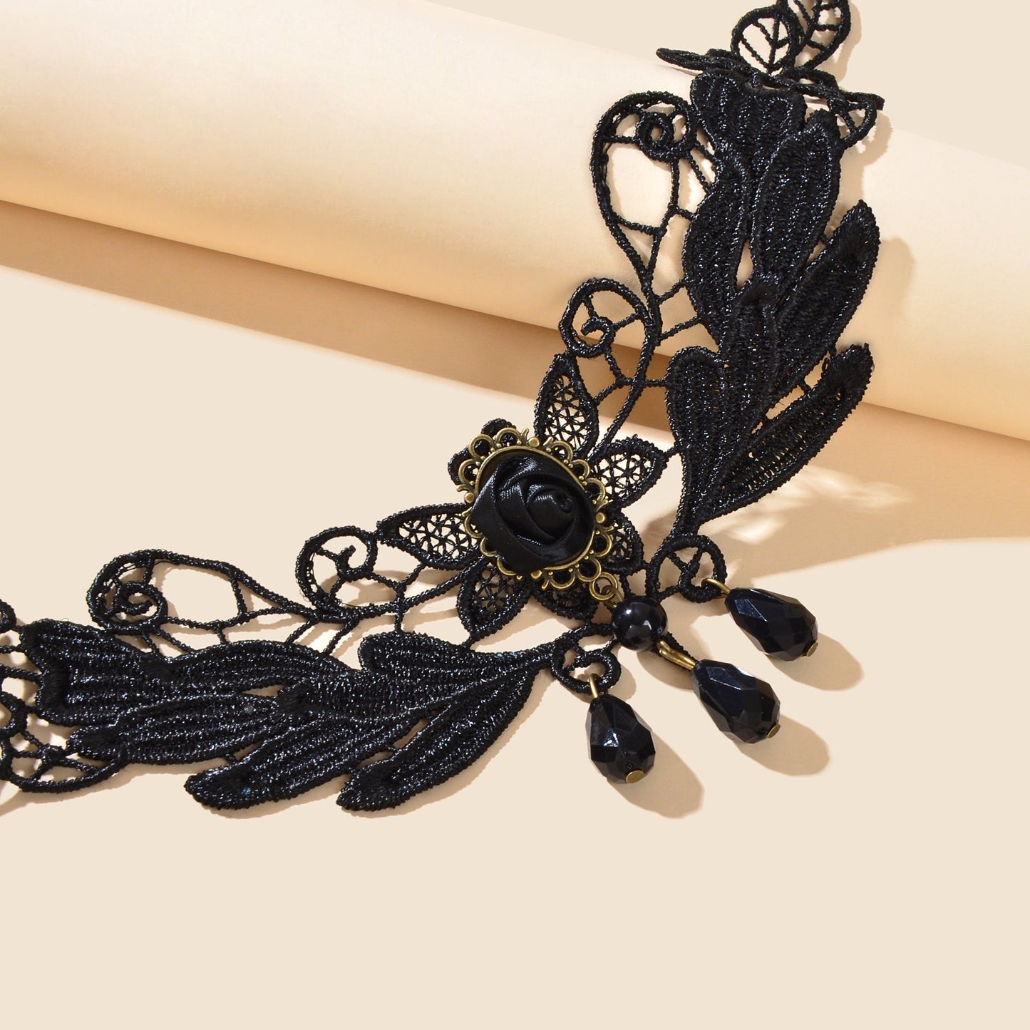 Gothic Black Hollow Tattoo Lace Choker Leaf Flower Collar Necklace Party Cosplay Jewelry-4