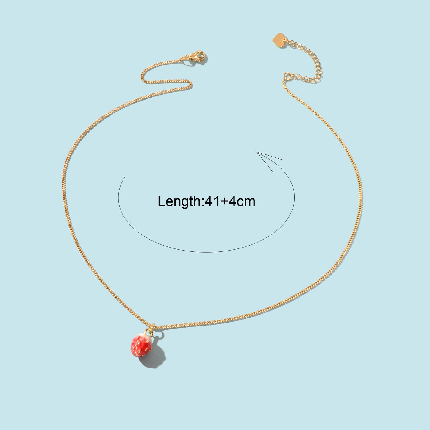 Y2k Gold Chain Red Strawberry Enamel Pendant Necklace Beautiful Fruit Jewellery-4