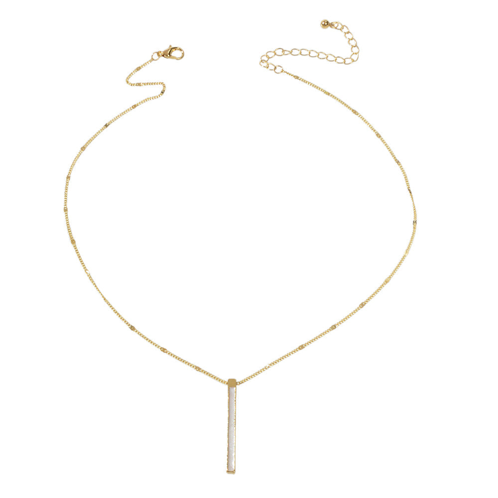 Fashion Jewellery Gold Chain White Enamel Bar Pendant Necklace Women Accessories-4
