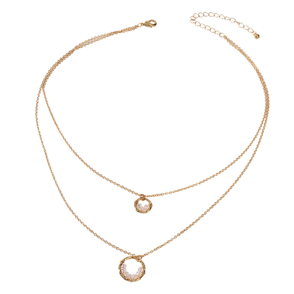 Female Jewelry Double layer Gold Chain Circle Necklace Good Quality Accessories-4