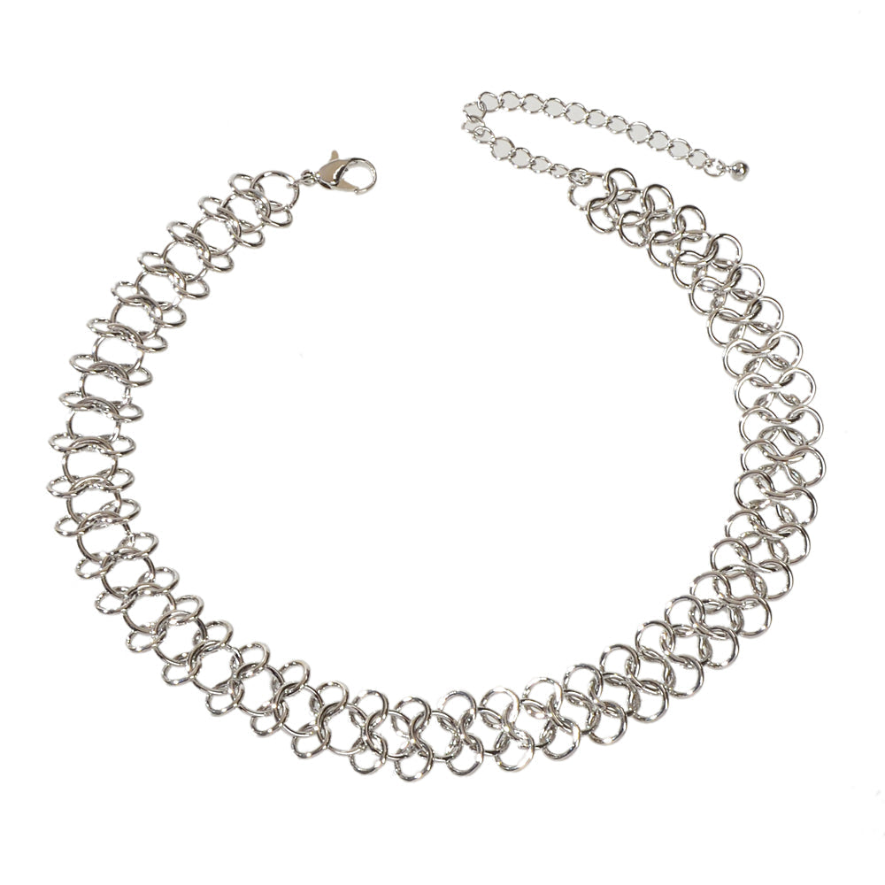 Punk Jewelry Silver Link Lock Chain Short Statement Necklace Choker Accessories-4