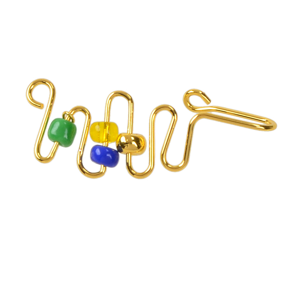 1 pc Fake Nose Ring Blue Green Beads Spiral Nose Stud Piercing Faux Nose Rings-4