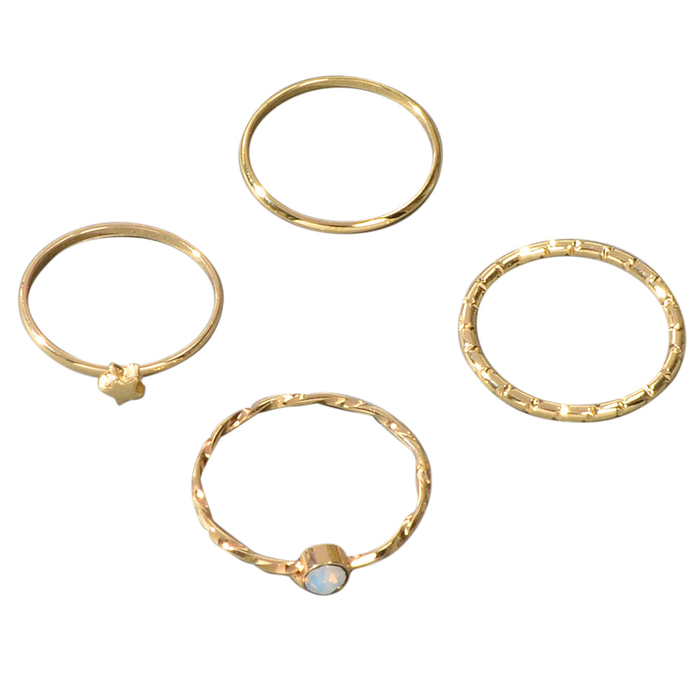 Multiple 4pcs Minimalist Gold Star Circle Stackable Midi Finger Knuckle Ring set-4
