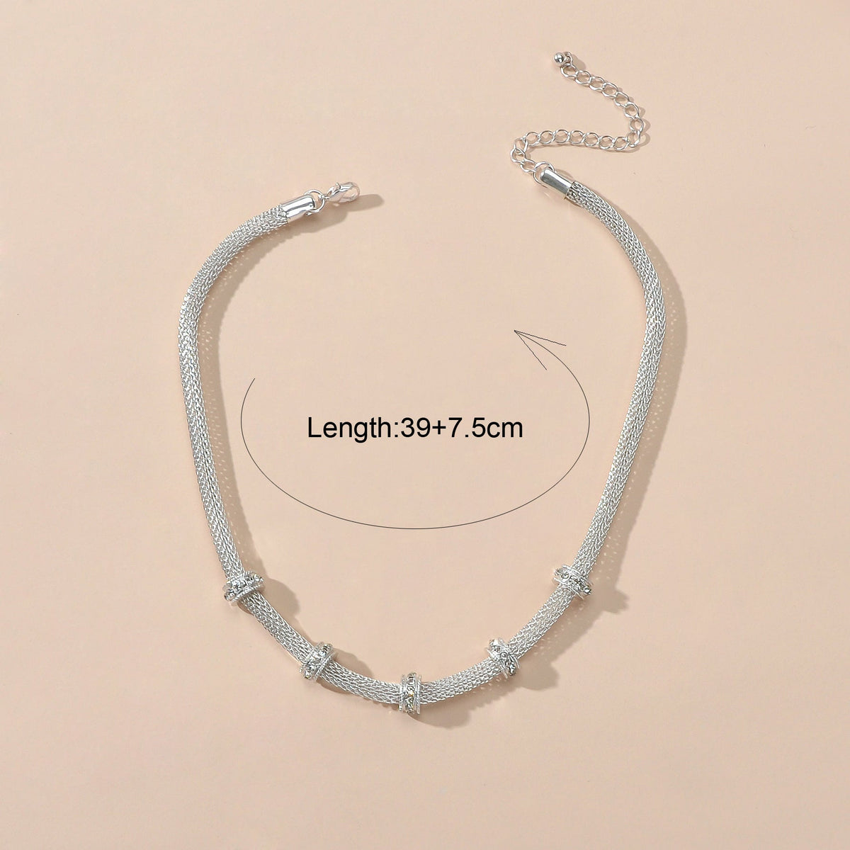 Rhinestone Silver Chain Short Clavicle Necklace Wedding Party Textured Jewellery-4