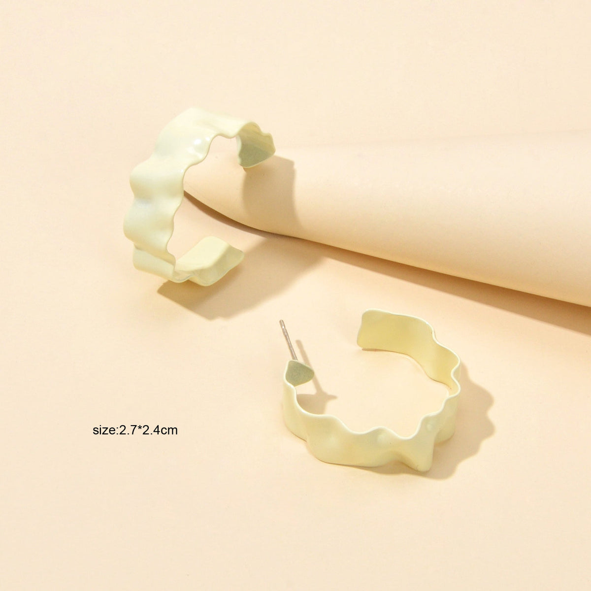 Irregular Geometric Beige Hoop Earrings Party Decoration Girls Ladies Jewellery-3