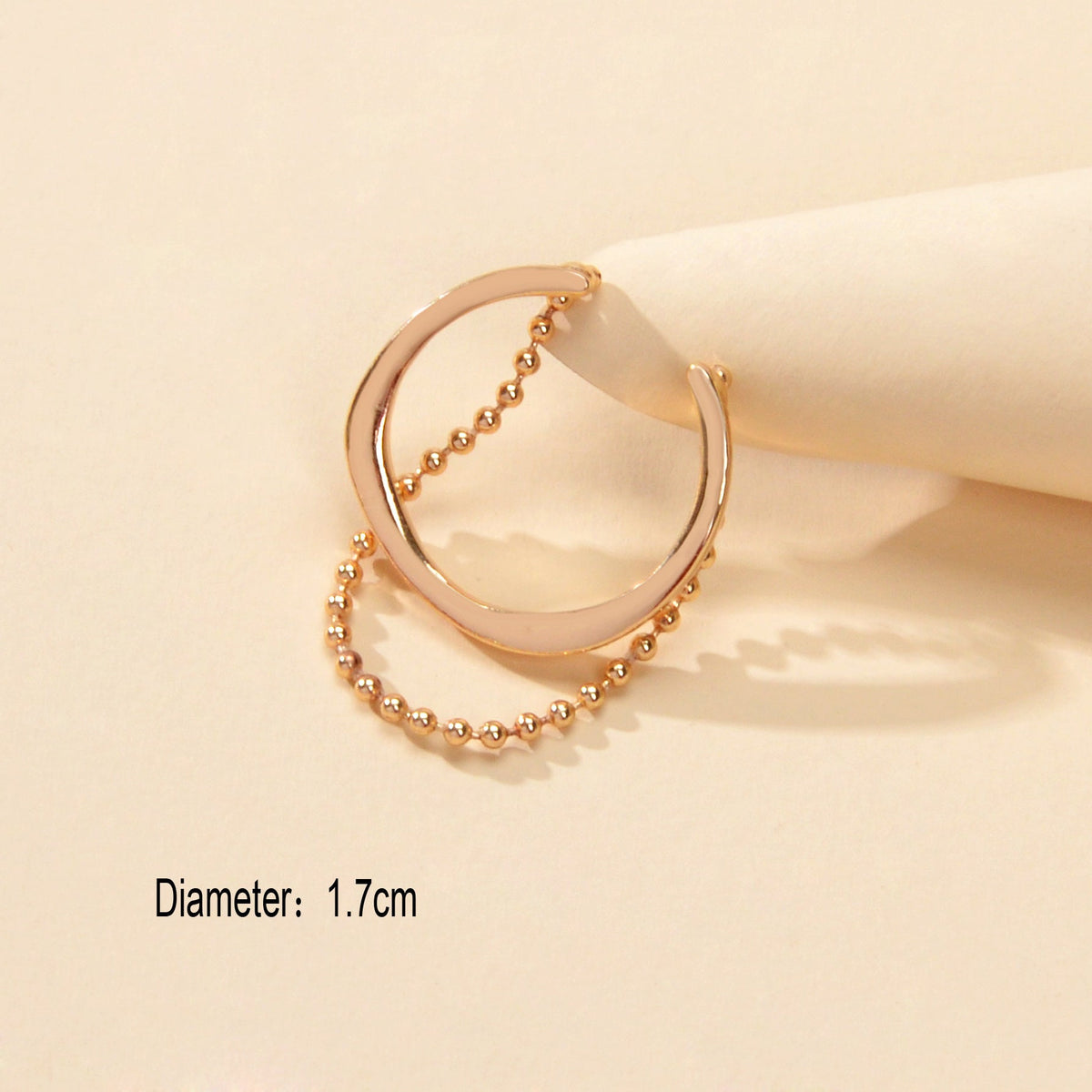 Designer Stylish Hippie Gold Popcorn Bead Chain Open Cuff Knuckle Cool Punk Ring-3