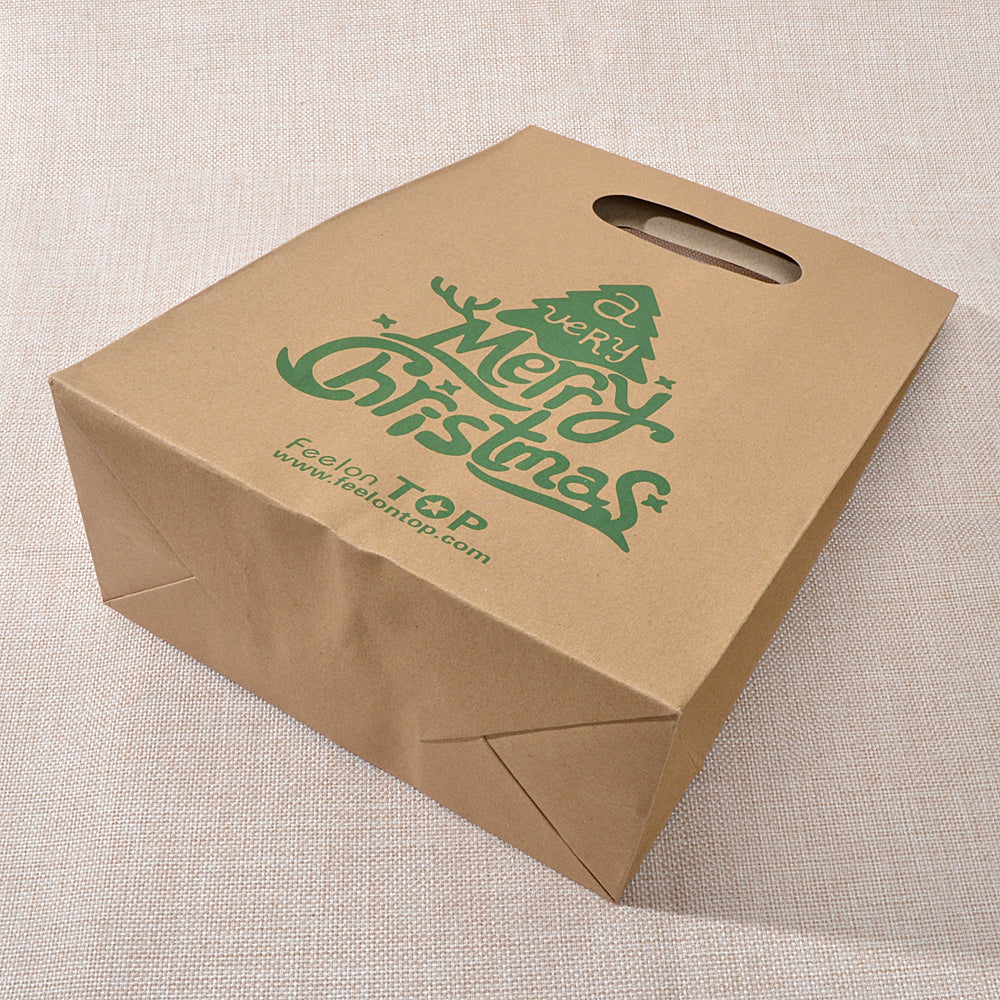 1 pc Merry Christmas Pattern Big Brown Paper Gift Bag Festival Party Favors Bags-3
