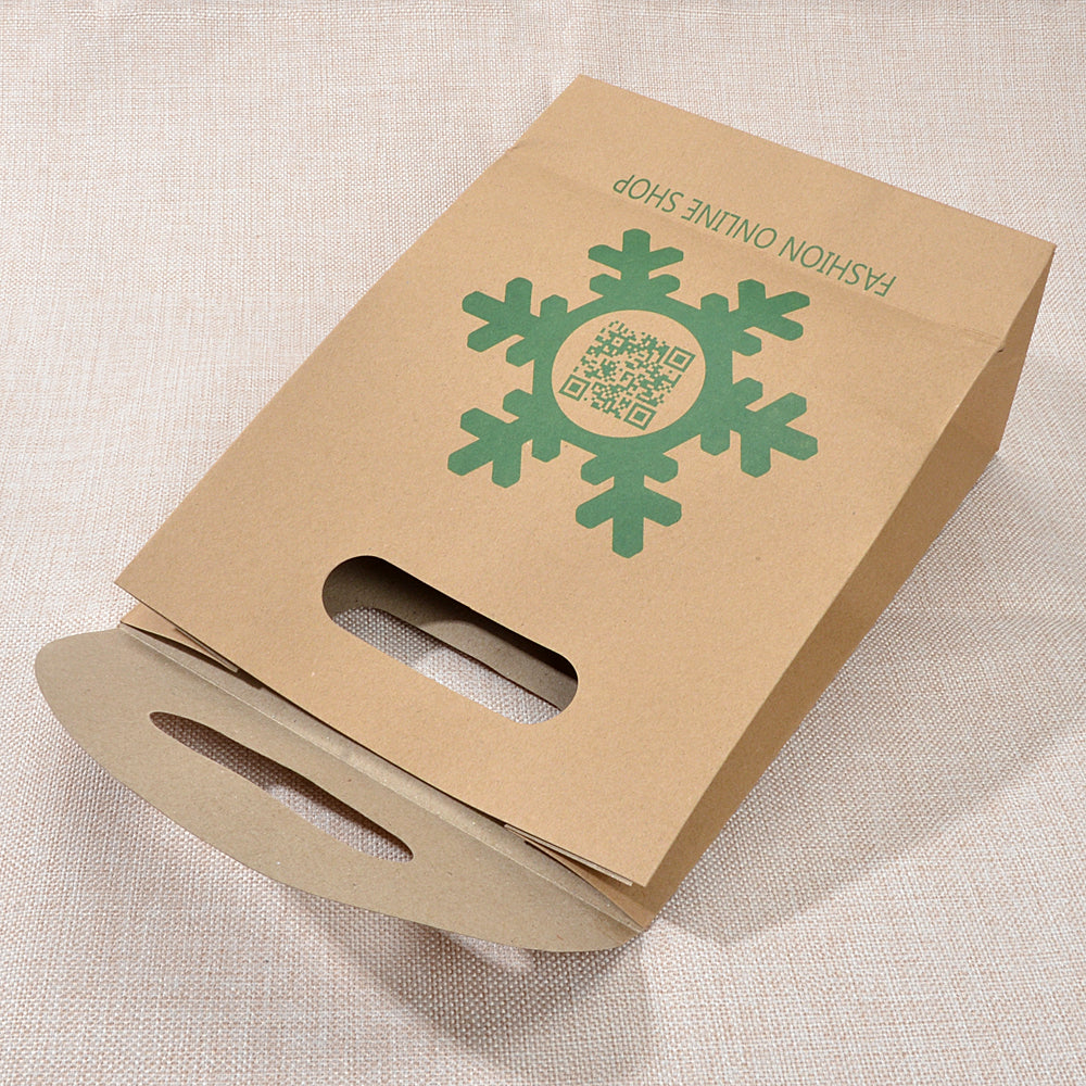 1 pc Merry Christmas Pattern Big Brown Paper Gift Bag Festival Party Favors Bags-4