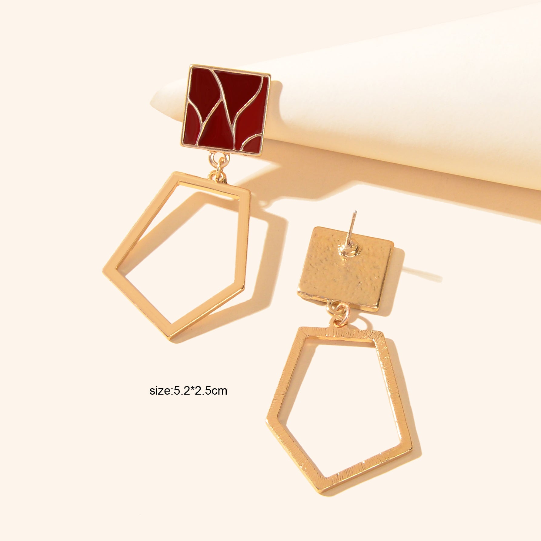 Square Gold Plated Geometric Hypoallergenic Dangle Costume Party Earrings Gift-4