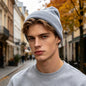 Black Beige Gray Beanie Soft Ribbed Cuffed Knit Men Hat Winter Urban Streetwear-2