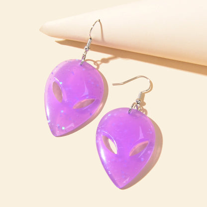 Grunge Rock Resin Saucerman Head Personality Creative Earrings Mask Jewellery-2