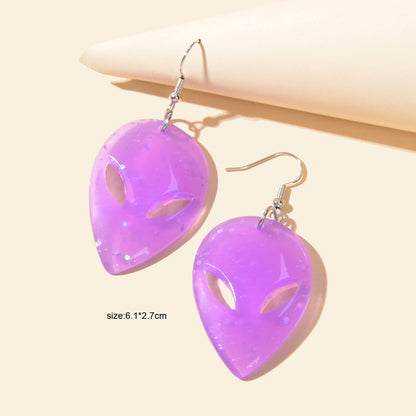Grunge Rock Resin Saucerman Head Personality Creative Earrings Mask Jewellery-3