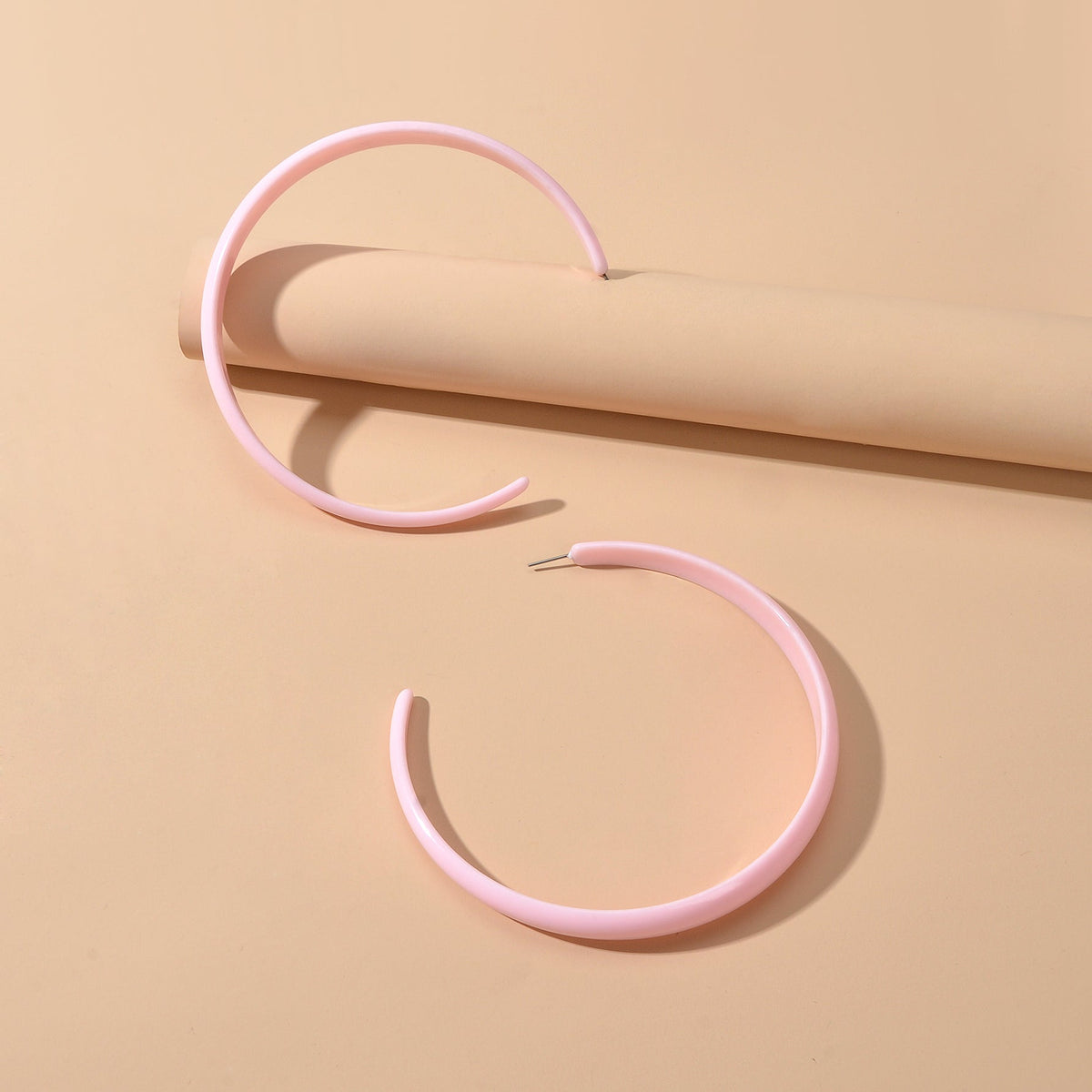 Cool Punk Accessories Pink Resin Big Personality Chunky Dangling Hoop Earrings-1