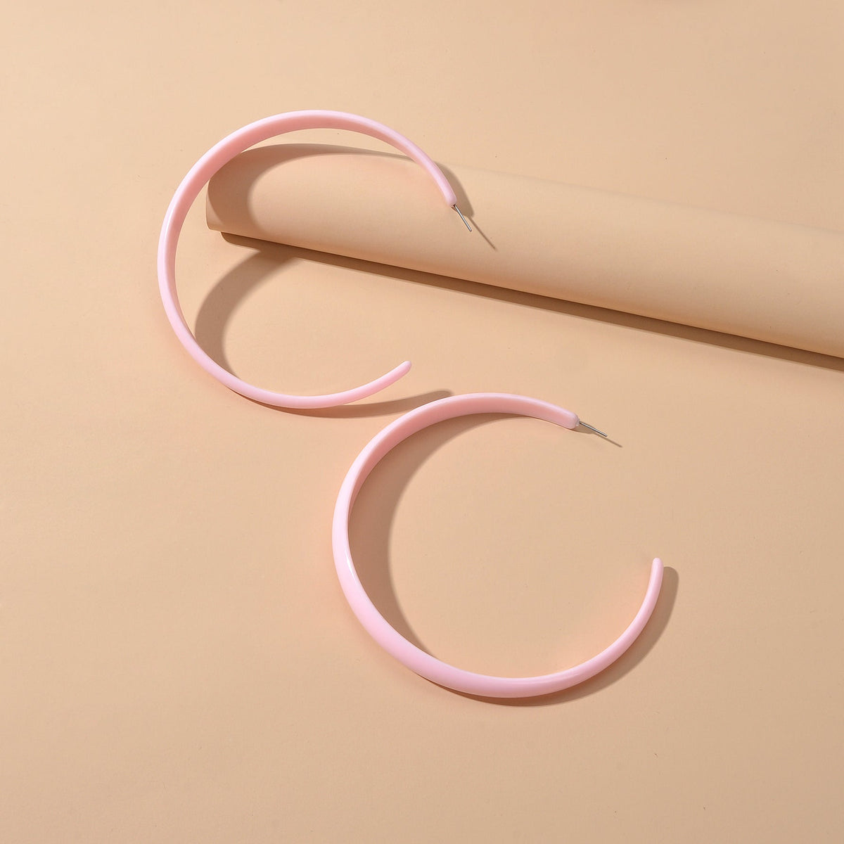Cool Punk Accessories Pink Resin Big Personality Chunky Dangling Hoop Earrings-3