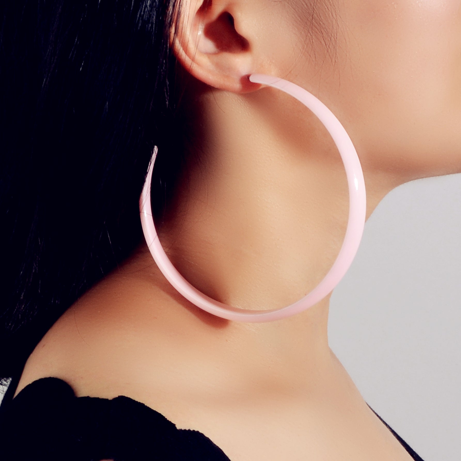 Cool Punk Accessories Pink Resin Big Personality Chunky Dangling Hoop Earrings-0