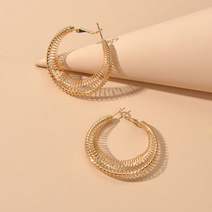 Statement Trendy Gold Silver Hollow Geometric Chunky Hoop Earrings Punk Jewelry-2