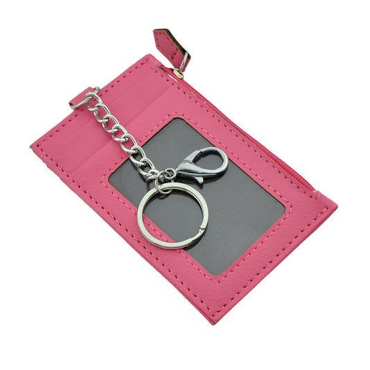 Slim Minimalist Wallet Hot Pink PU Leather Front Pocket Wallets Credit Card Holder for Women-0