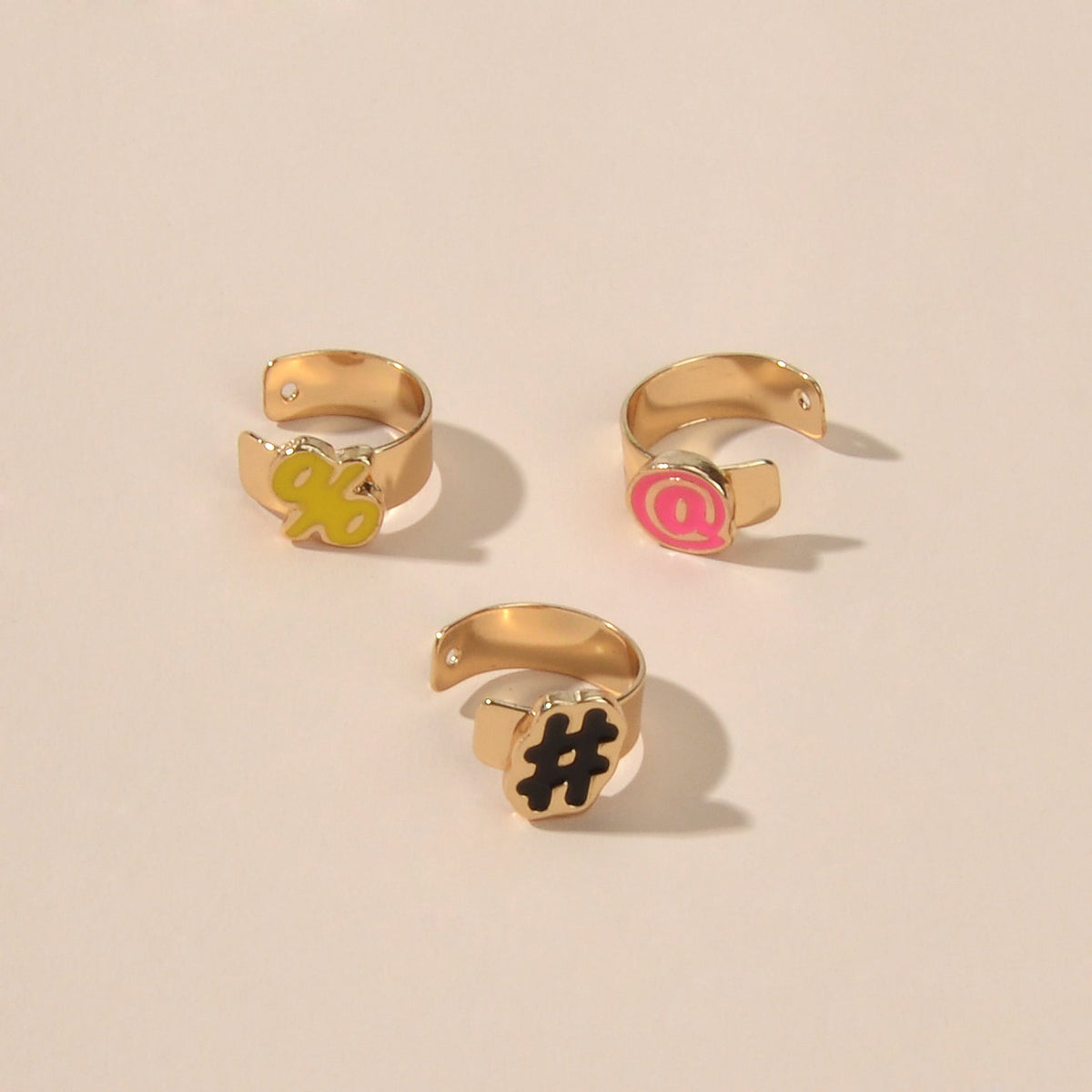 Cartilage Jewellery 3 pcs Candy Color Enamel Symbol Gold Ear Cuff Earrings set-1