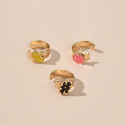 Cartilage Jewellery 3 pcs Candy Color Enamel Symbol Gold Ear Cuff Earrings set-1